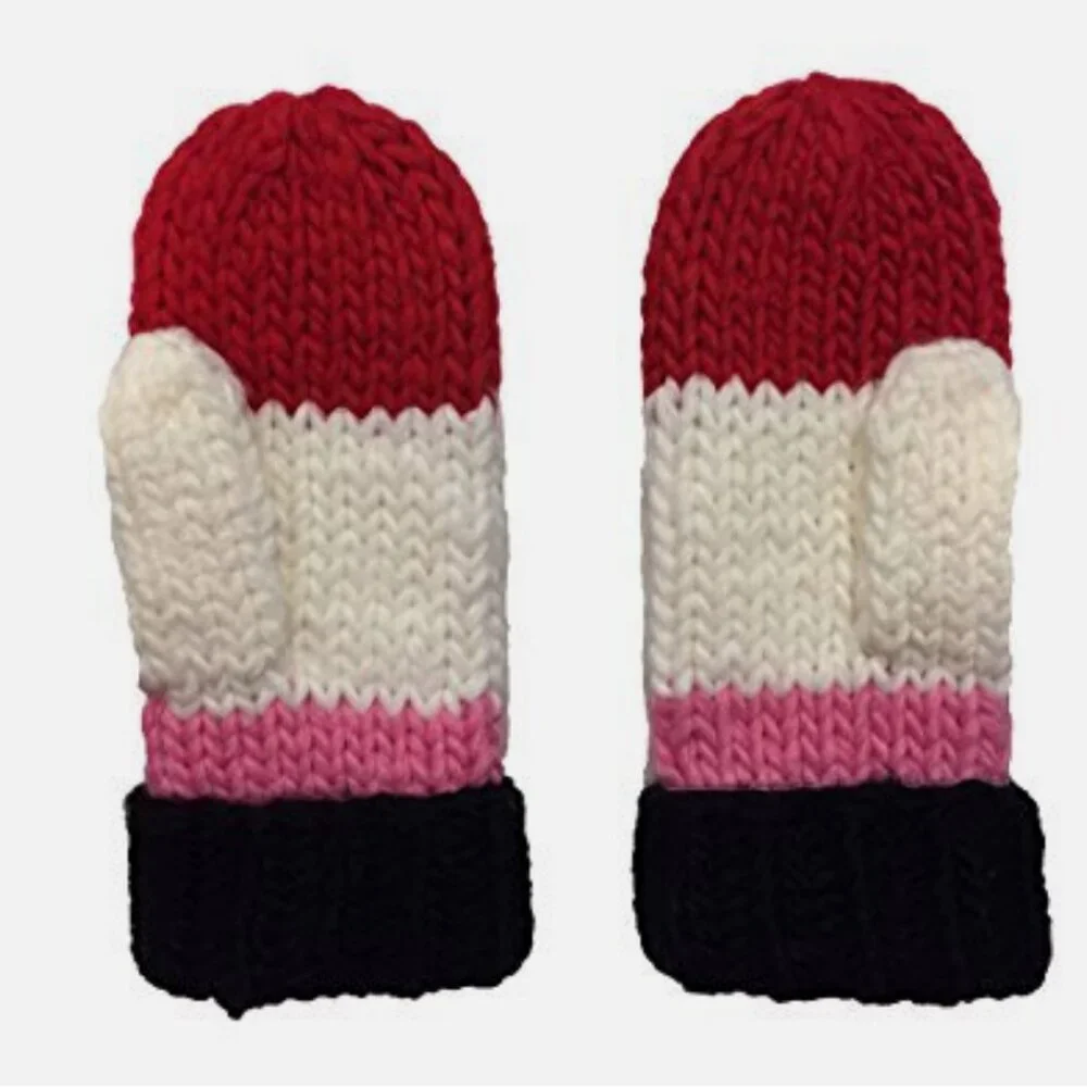 Kate Spade Chunky Knit Colorblock Mittens